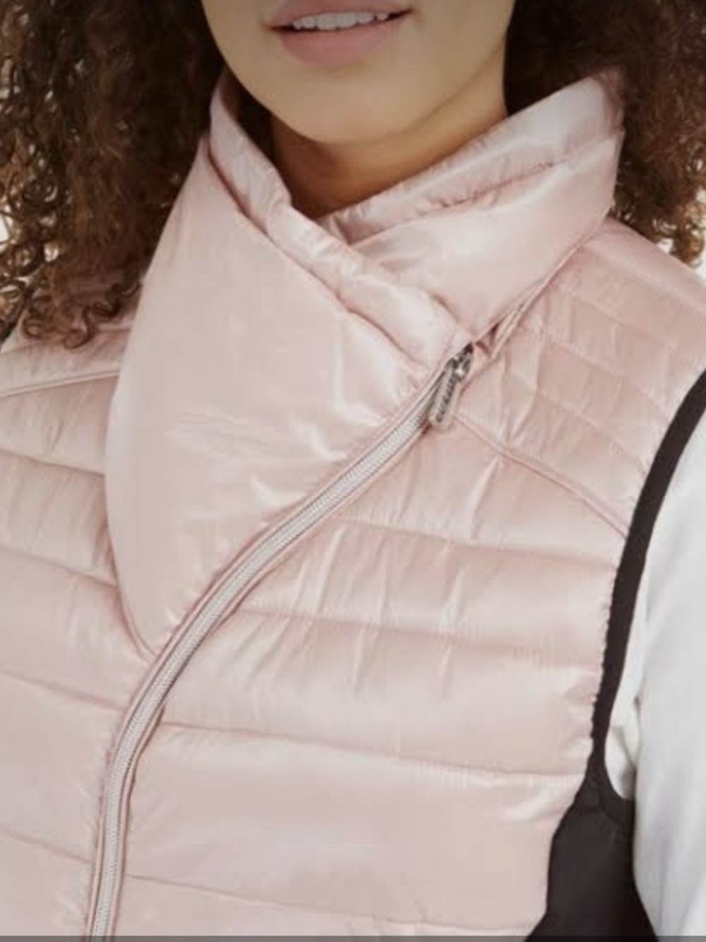 Calvin Klein Blush Quilted Asymmetrical Puffer Vest